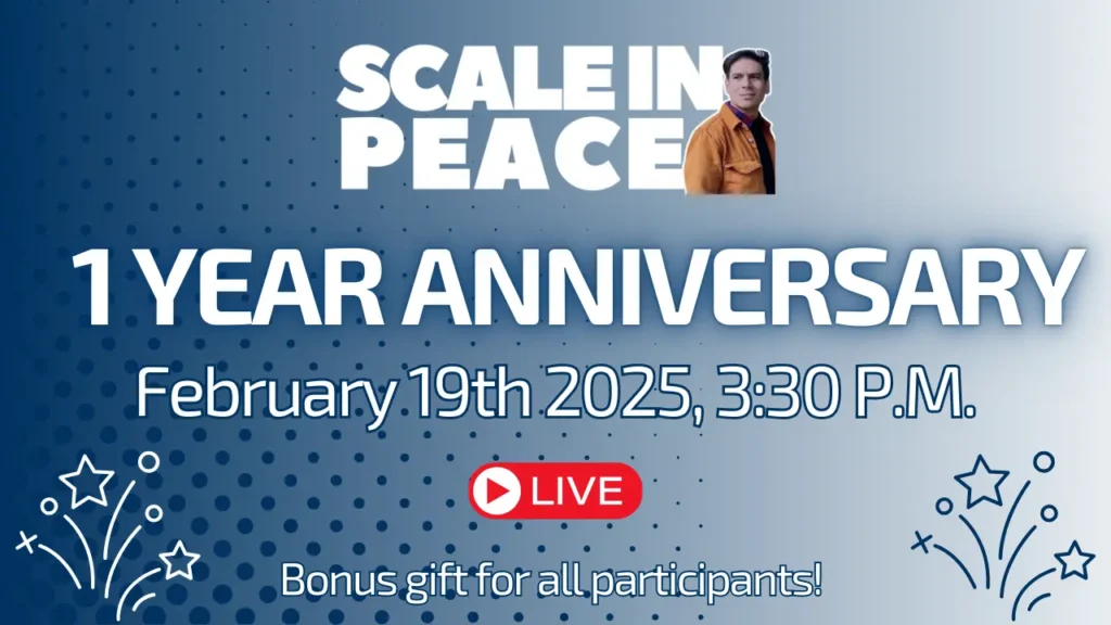 Scale in Peace YouTube Live poster for 1 year anniversary