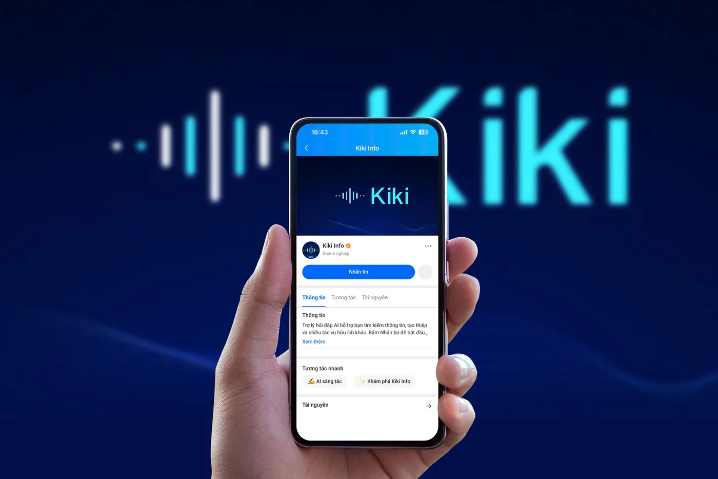 Kiki Info open in the Zalo messaging app on a phone