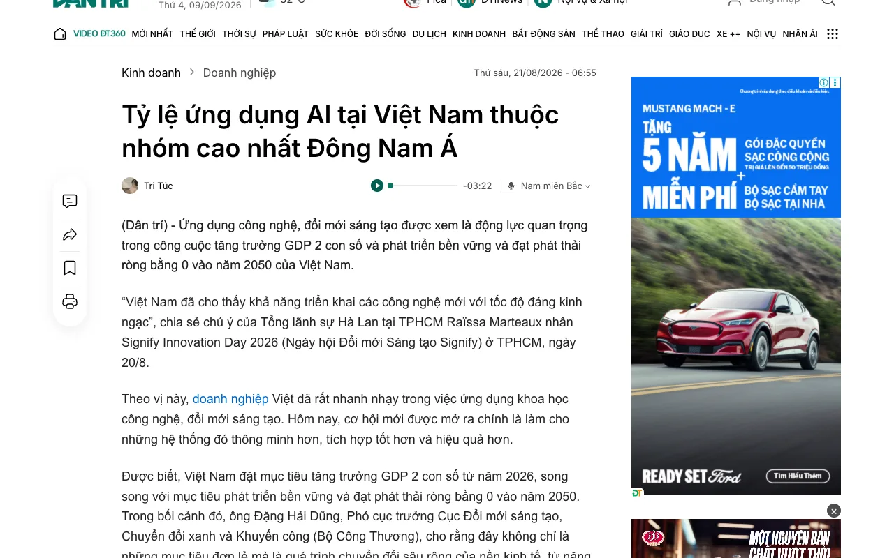 Dân trí : le taux d'usage de l'IA au Vietnam parmi les plus élevés d'Asie du Sud-Est