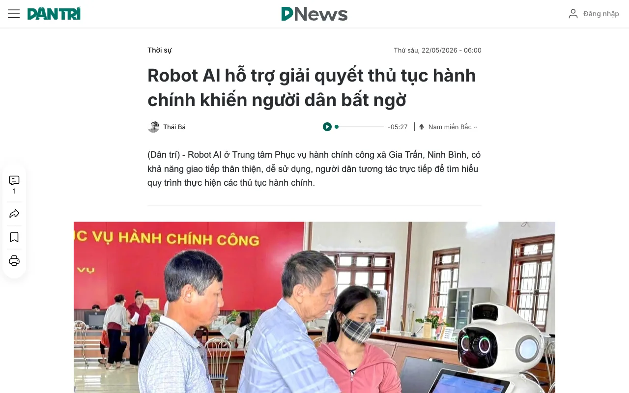 Dân trí : un robot IA aide à traiter les démarches administratives et surprend les habitants