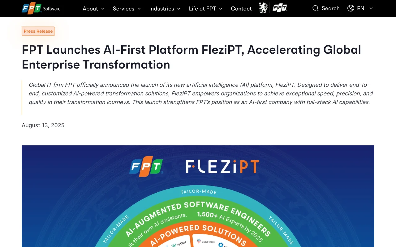 Communiqué FPT Software : lancement de la plateforme FleziPT