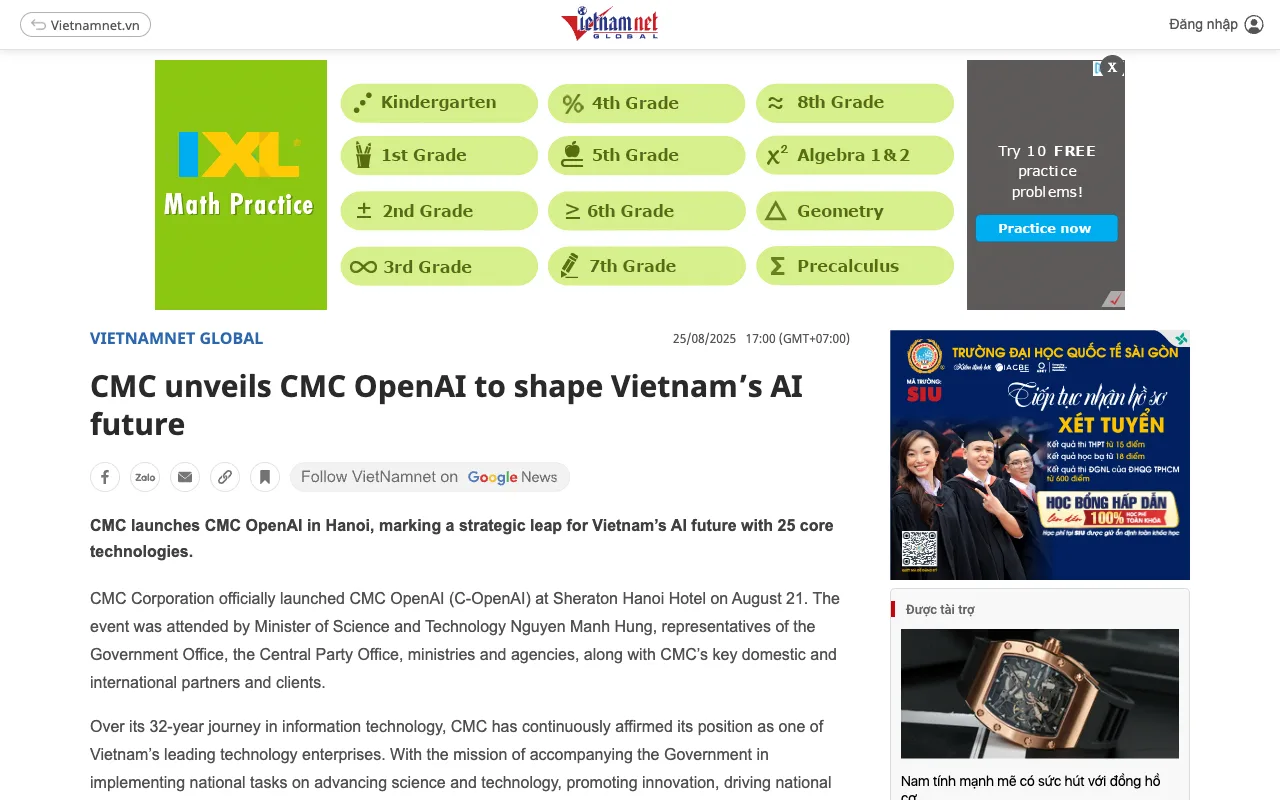 VietNamNet : CMC dévoile CMC OpenAI