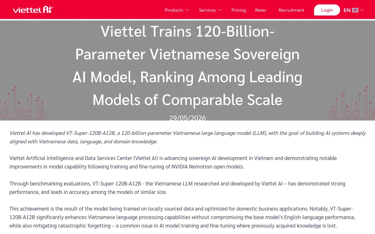 Viettel AI : Viettel entraîne un modèle souverain vietnamien de 120 milliards de paramètres